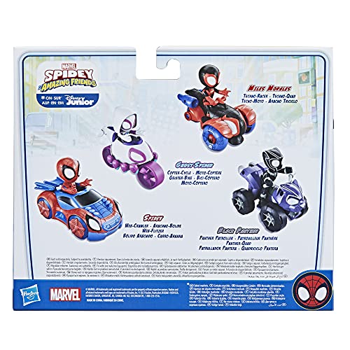 SPIDEY AND HIS AMAZING FRIENDS Figura de acción de Miles Morales y vehículo coche-tecno de Marvel, para niños a partir de 3 años, F1941