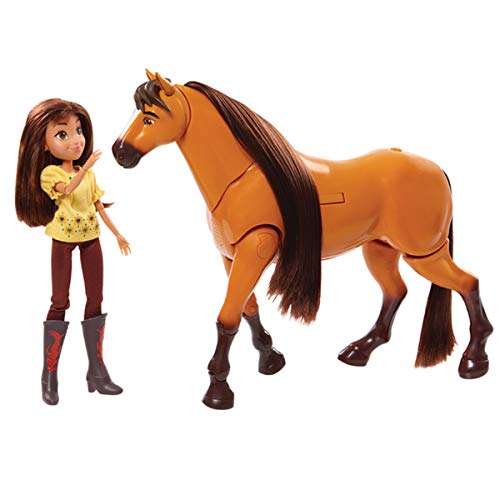 Spirit, Estuche Espirit Que Marcha con Muñeca y Accesorios, Caballo Espirit 35 cm y Muñeca Lucky 29 cm, Contiene 7 Piezas, con Efectos sonoros, Juguete para niños a Partir de 3 años, PRT08