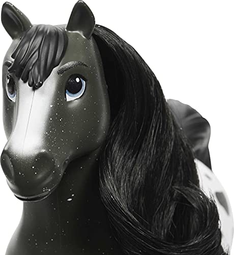 Spirit Semental Negro Caballo mustang de juguete con crin y cabeza articulada (Mattel GXD98)