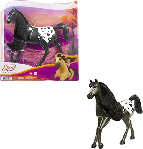 Spirit Semental Negro Caballo mustang de juguete con crin y cabeza articulada (Mattel GXD98)