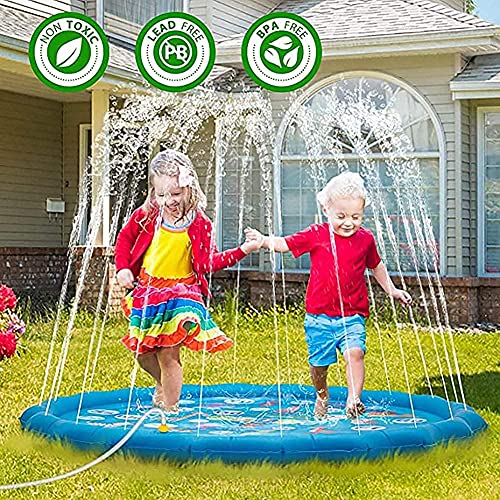 Splash Pad 170cm/68”,Aspersor de Juego Tapete de Agua,Juego de Salpicaduras ,PVC Chapoteo Almohadilla,Pulverización para Actividades Familiares Aire Libre Fiesta Playa Jardín