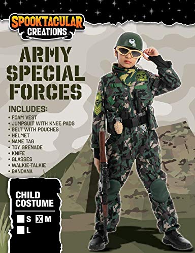 Spooktacular Creations Camo Trooper Costume Outfit for kids, Halloween Dress Up, Role-Playing, and Carnival Cosplay (Large ( 10- 12 yrs))