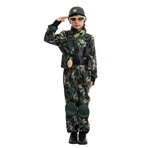 Spooktacular Creations Camo Trooper Costume Outfit for kids, Halloween Dress Up, Role-Playing, and Carnival Cosplay (Large ( 10- 12 yrs))