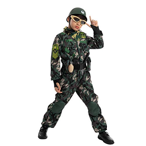 Spooktacular Creations Camo Trooper Costume Outfit for kids, Halloween Dress Up, Role-Playing, and Carnival Cosplay (Large ( 10- 12 yrs))