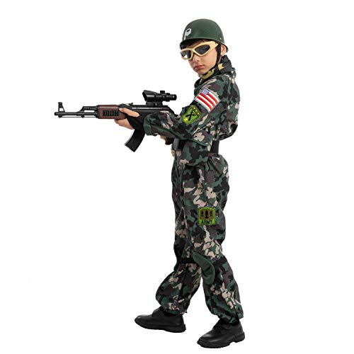 Spooktacular Creations Camo Trooper Costume Outfit for kids, Halloween Dress Up, Role-Playing, and Carnival Cosplay (Large ( 10- 12 yrs))