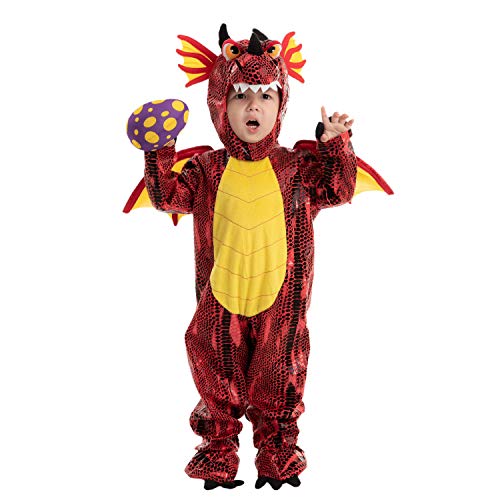 Spooktacular Creations Child Red Dragon Costume for Halloween Trick or Treating Dinosaur Dress-up Pretend Play. (Small ( 5 – 7 yrs))