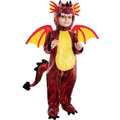 Spooktacular Creations Child Red Dragon Costume for Halloween Trick or Treating Dinosaur Dress-up Pretend Play. (Small ( 5 – 7 yrs))