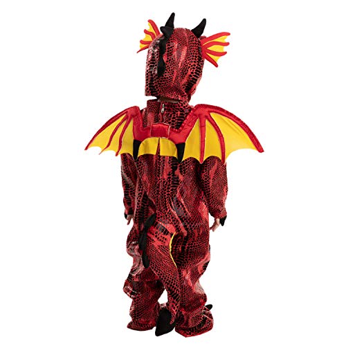 Spooktacular Creations Child Red Dragon Costume for Halloween Trick or Treating Dinosaur Dress-up Pretend Play. (Small ( 5 – 7 yrs))