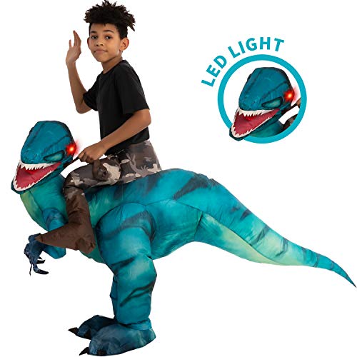 Spooktacular Creations Disfraz inflable de Halloween Montar en un Dinosaurio con Ojos Iluminosos LED - Disfraz Unisex para Niños