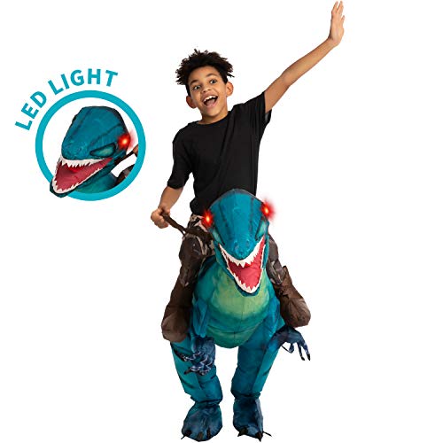 Spooktacular Creations Disfraz inflable de Halloween Montar en un Dinosaurio con Ojos Iluminosos LED - Disfraz Unisex para Niños