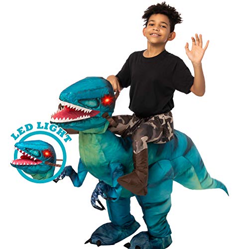 Spooktacular Creations Disfraz inflable de Halloween Montar en un Dinosaurio con Ojos Iluminosos LED - Disfraz Unisex para Niños