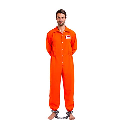 Spooktacular Creations Prisoner Jumpsuit Disfraz de carcelero con Etiqueta de Nombre de la prisión Naranja escapada - Naranja - Small