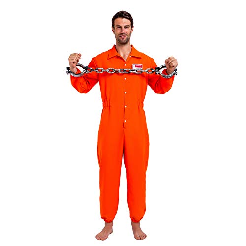 Spooktacular Creations Prisoner Jumpsuit Disfraz de carcelero con Etiqueta de Nombre de la prisión Naranja escapada - Naranja - Small