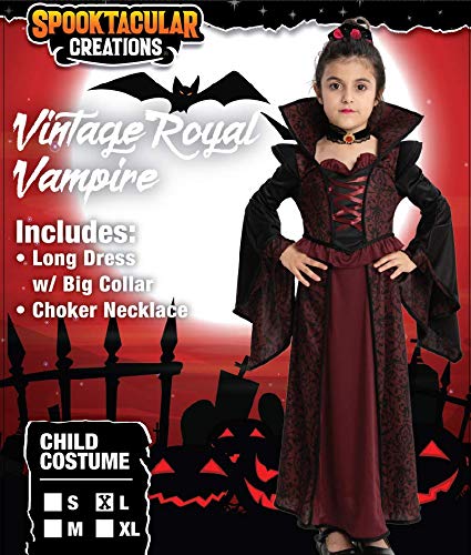 Spooktacular Creations Royal Vampire Costume Set for Girls Halloween Dress Up Party, Role-Playing, Carnival Cosplay, Vampire-Themed Party (Medium ( 8- 10 yrs))