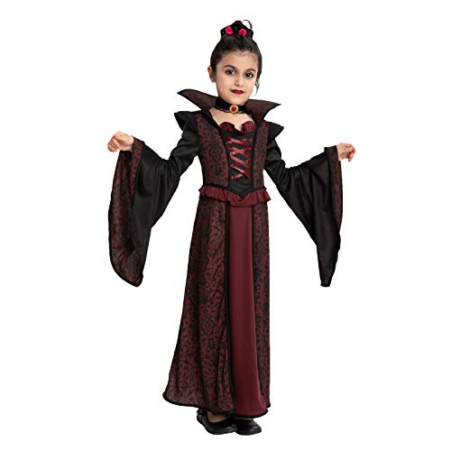 Spooktacular Creations Royal Vampire Costume Set for Girls Halloween Dress Up Party, Role-Playing, Carnival Cosplay, Vampire-Themed Party (Medium ( 8- 10 yrs))