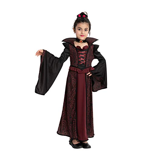 Spooktacular Creations Royal Vampire Costume Set for Girls Halloween Dress Up Party, Role-Playing, Carnival Cosplay, Vampire-Themed Party (Medium ( 8- 10 yrs))