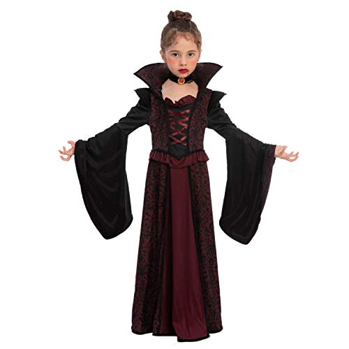 Spooktacular Creations Royal Vampire Costume Set for Girls Halloween Dress Up Party, Role-Playing, Carnival Cosplay, Vampire-Themed Party (Medium ( 8- 10 yrs))