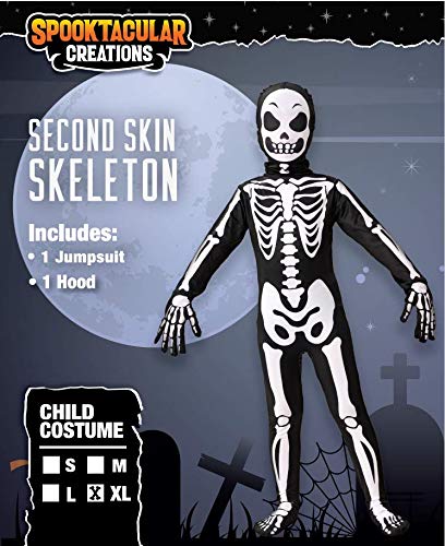 Spooktacular Creations Second Skin Child Skin Skeleton Costume for Halloween Trick-or-Treating (Medium ( 8- 10 yrs))