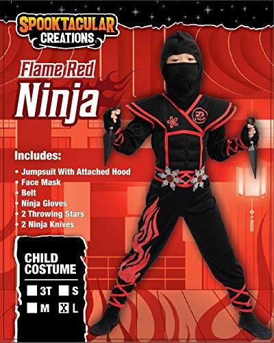 Spooktacular Creations Unisex Child Flame Red Ninja Costume Set for Kids Kung Fu Outfit Halloween Ideas (Toddler ( 3 - 4 yrs))