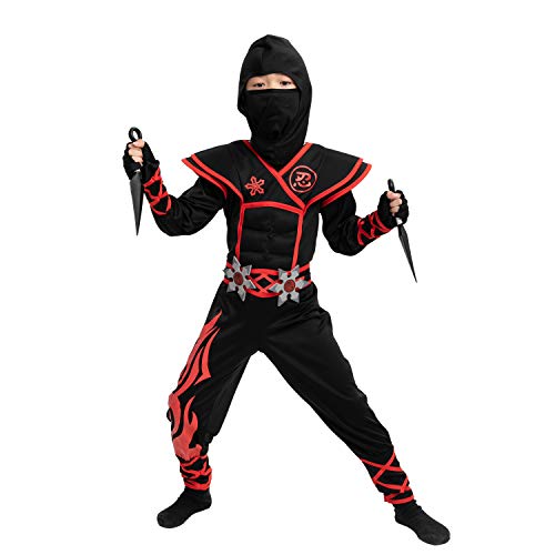 Spooktacular Creations Unisex Child Flame Red Ninja Costume Set for Kids Kung Fu Outfit Halloween Ideas (Toddler ( 3 - 4 yrs))