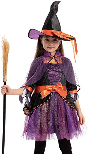 Spooktacular Creations Witch Costume for Girl Halloween Orange and Purple for Cosplay (Toddler( 3- 4yrs ))