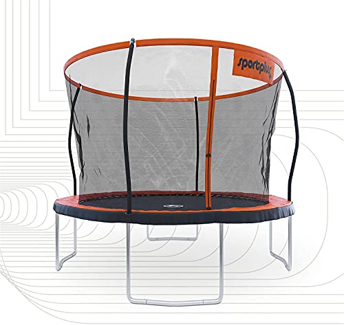 SportPlus Cama Elástica de Jardín, Estructura de Bastidor sin Soldaduras, Red de Seguridad Desmontable, Incl. Cubierta de Bordes, Seguridad Comprobada