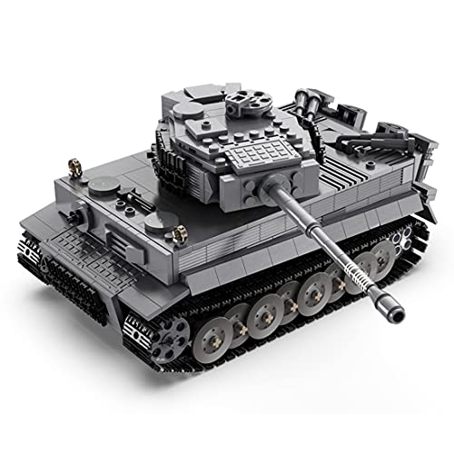 SPRING2014 CADA C61071W - Tanque de ingeniería, modelo militar de tigre WW2 con mando a distancia, 925 piezas, soporte militar con bloques de sujeción, compatible con Lego Technic