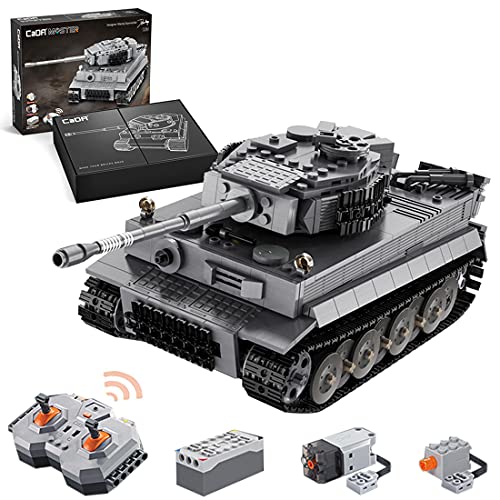 SPRING2014 CADA C61071W - Tanque de ingeniería, modelo militar de tigre WW2 con mando a distancia, 925 piezas, soporte militar con bloques de sujeción, compatible con Lego Technic