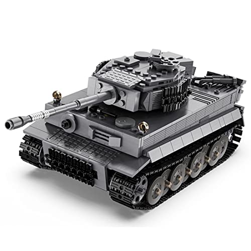 SPRING2014 CADA C61071W - Tanque de ingeniería, modelo militar de tigre WW2 con mando a distancia, 925 piezas, soporte militar con bloques de sujeción, compatible con Lego Technic