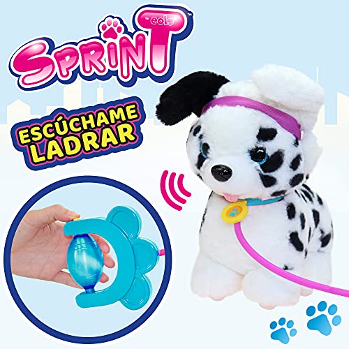 Sprint - Dálmata de peluche, Correa con bomba de aire, Dálmata perrito de juguete con sonido, Levanta orejas y colita, Perritos de juguete que andan, A partir de los 18 meses, Incluye pilas (46677)