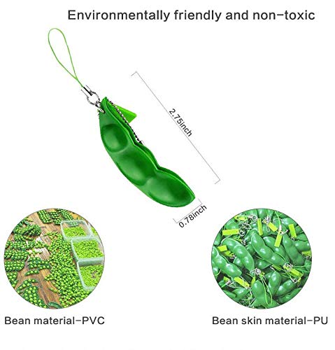 Squeeze Beans llavero soja alivio del estrés y reduce la ansiedad cadena del teléfono celular guisantes diversión juguete anti ansiedad para niños adultos 3 piezas