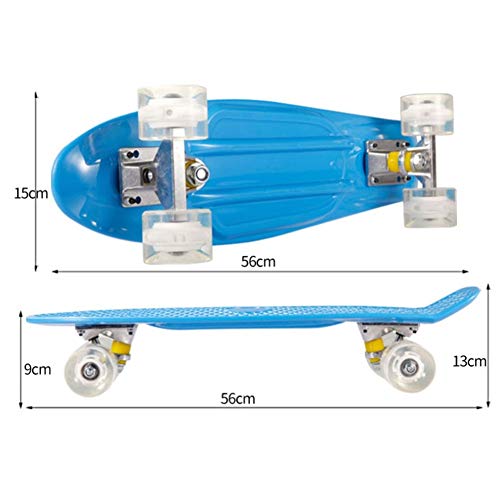 SSN Penny Junta Pescado 22inch Mini Monopatín del Crucero For Chicos, Chicas Niños Scooter Longboard Patines Retro Junta Rodamientos Rueda del Carro (Color : Negro)