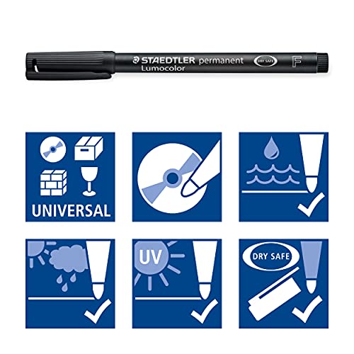 Staedtler Rotuladores permanentes de punta fina Lumocolor. Caja con 10 uds 318-9