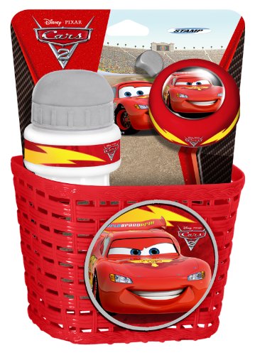 Stamp Cars Combo Basket, Drinking Bottle and Bell, Niños, Rojo, 3+