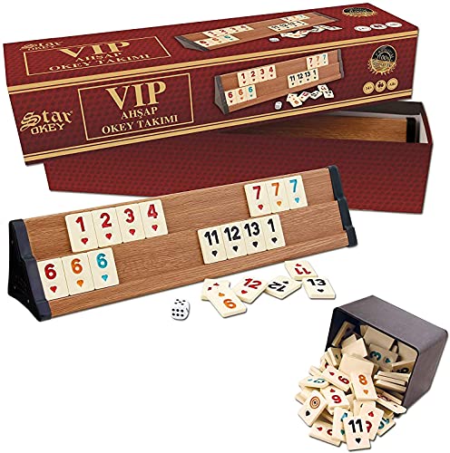 Star AHSAP Okey - Juego de rummy de madera con piedras de melamina