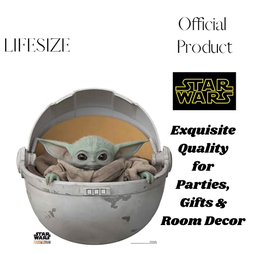 Star Cutouts Ltd SC1546 Baby Yoda en Vaina de cartón Recortado/Standee/Standup The Child The Mandalorian Star Wars Altura 75 cm, Multicolor