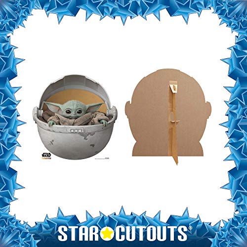 Star Cutouts Ltd SC1546 Baby Yoda en Vaina de cartón Recortado/Standee/Standup The Child The Mandalorian Star Wars Altura 75 cm, Multicolor