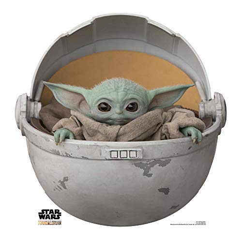 Star Cutouts Ltd SC1546 Baby Yoda en Vaina de cartón Recortado/Standee/Standup The Child The Mandalorian Star Wars Altura 75 cm, Multicolor