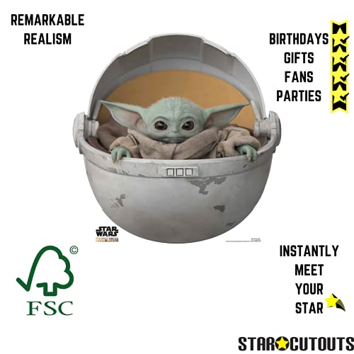 Star Cutouts Ltd SC1546 Baby Yoda en Vaina de cartón Recortado/Standee/Standup The Child The Mandalorian Star Wars Altura 75 cm, Multicolor