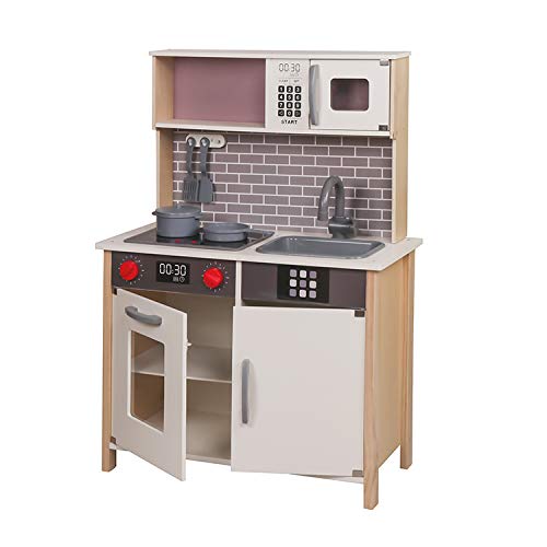 Star Ibaby Cocina de Juguete Infantil - Cocina de Madera con luz y Sonido con Accesorios - Altura 90 CM