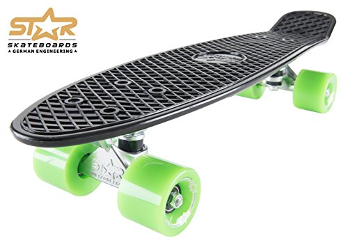 Star-Skateboards-60-RT-01-BKGN - Monopatín, Color Negro y Verde