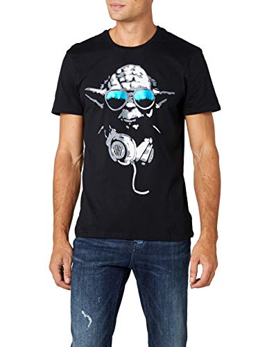 Star Wars DJ Yoda Cool Camiseta, Negro, X-Large para Hombre