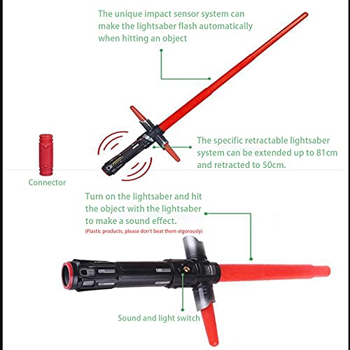 Star Wars Kylo Ren Juguete sable de luz rojo electrónico con efectos de sonido Sables de luz de juguete 101.5Cm Cumpleaños Navidad Force Master Lightsaber A,81cm