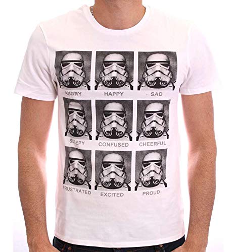 Star Wars Trooper Emotions - Camiseta para Hombre, Color Blanc, Talla L/L