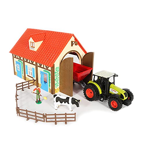 STARLUX Starluxx –  – Paquete de Regalo, Completo Granja con Tractor claas y Accesorios