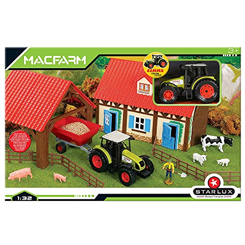 STARLUX Starluxx –  – Paquete de Regalo, Completo Granja con Tractor claas y Accesorios