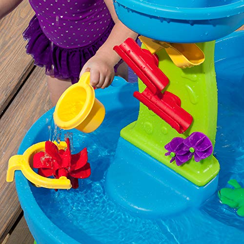 Step2 Mesa de Agua Rain Showers | Water Table con 13 Accesorios | Juego con Agua para niños | Juguetes de exterieor en Azul y Verde