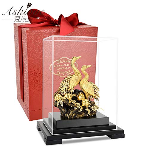 Stephen Statues & Sculptures - Chinese Lucky Ornament Gold Leaf Red-Crowned Crane Statues Sculptures Send Elder Blessing Longevity Gift Gold Foil Crafts Mascot - by 1 PCs