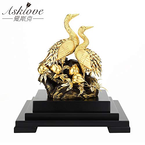 Stephen Statues & Sculptures - Chinese Lucky Ornament Gold Leaf Red-Crowned Crane Statues Sculptures Send Elder Blessing Longevity Gift Gold Foil Crafts Mascot - by 1 PCs