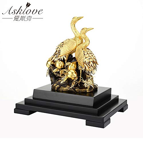 Stephen Statues & Sculptures - Chinese Lucky Ornament Gold Leaf Red-Crowned Crane Statues Sculptures Send Elder Blessing Longevity Gift Gold Foil Crafts Mascot - by 1 PCs